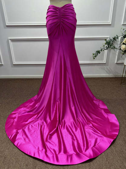 Fuchsia One Shoulder Sequins Sleeveless Mermaid Prom Dress - Prom Dresses
