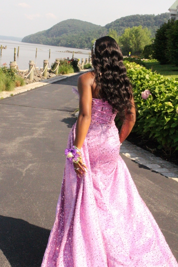 Sexy Strapless Sequins Mermaid Prom Dress with High Split