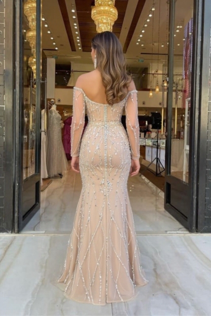 Dazzling Beaded Mermaid Sequins Floor-Length Prom Dress