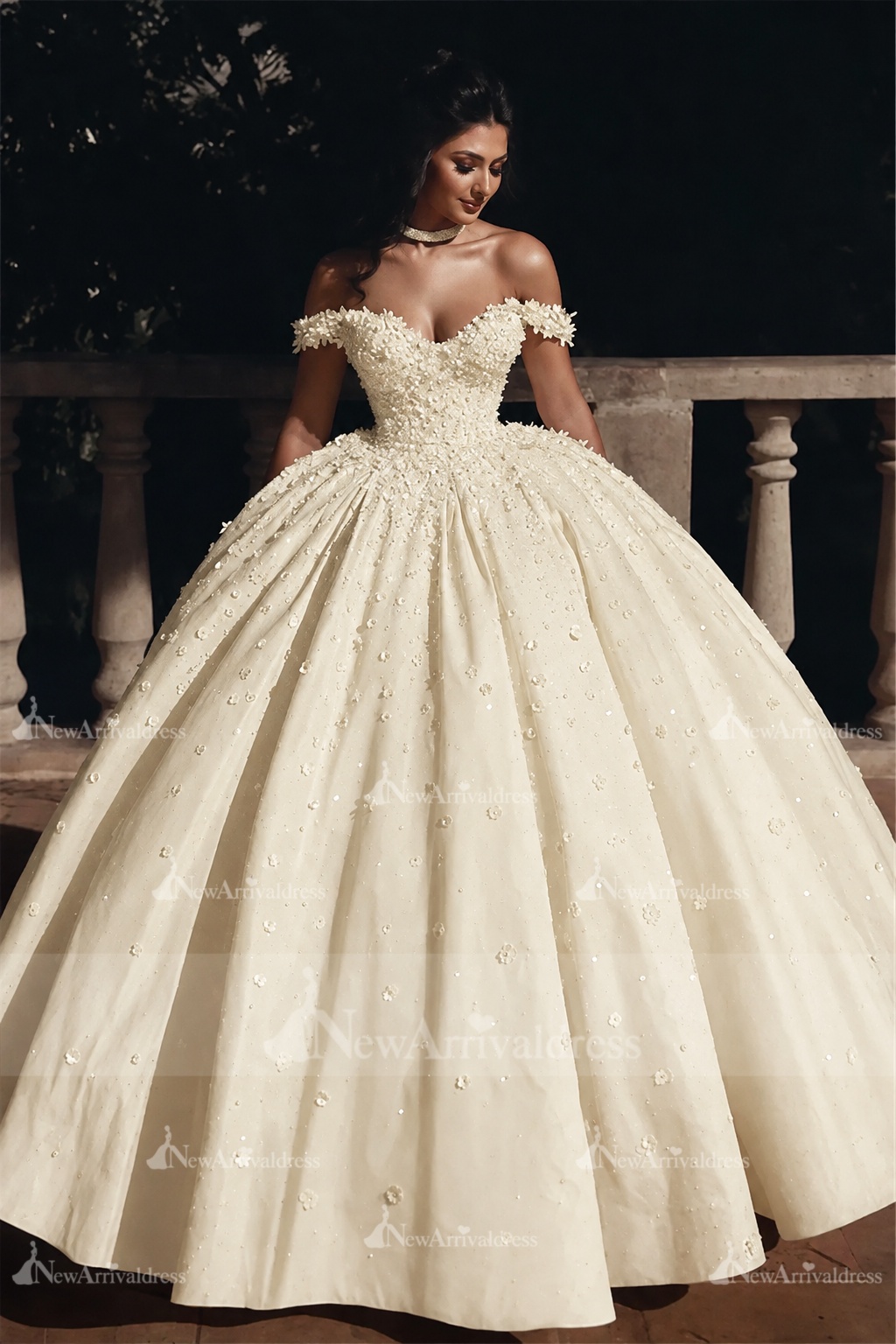 Off The Shoulder Beads Appliques Wedding Dresses | Princess Sexy Ball Gown Royal Wedding Dress