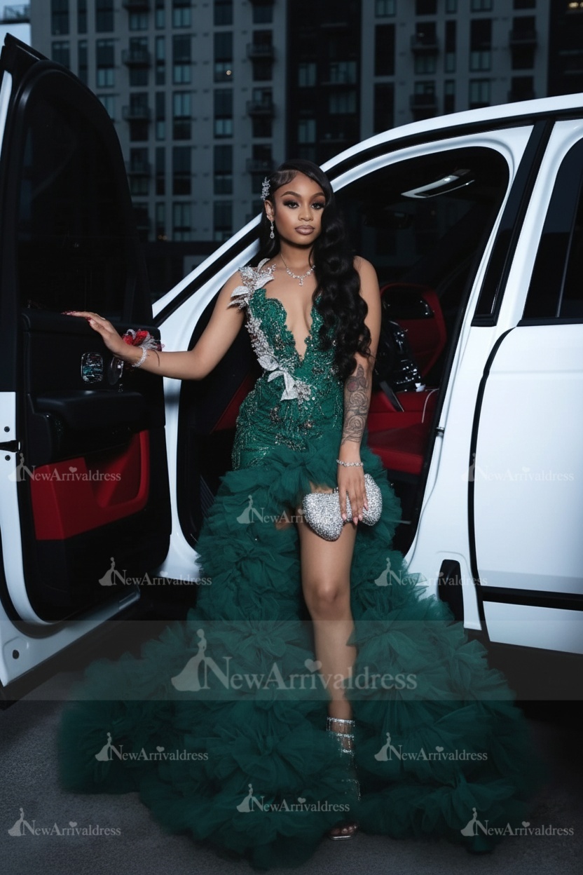Charming Red Mermaid Prom Dress with Beadings High Split Party Dress