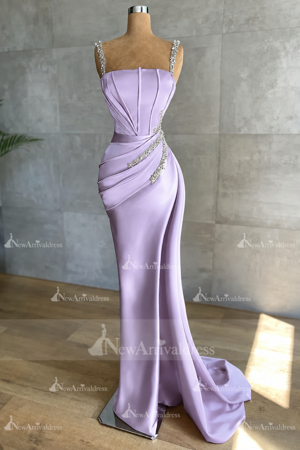 Stunning Sleeveless Mermaid Evening Dress Sparkly Crystal Slim Prom Dress