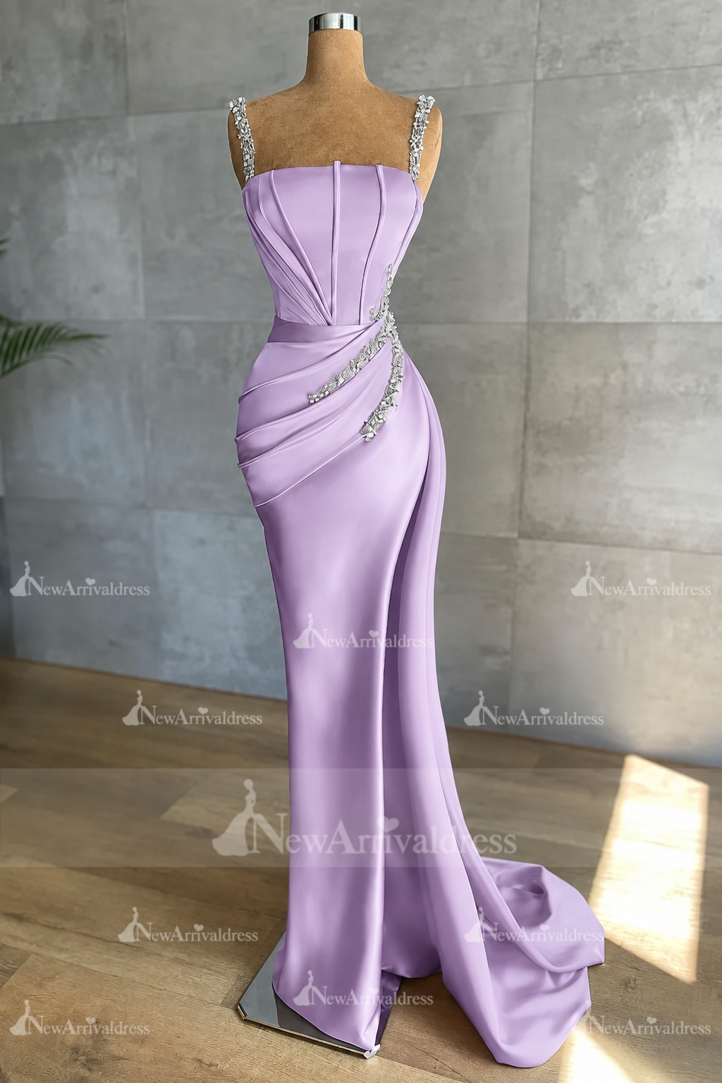 Stunning Sleeveless Mermaid Evening Dress Sparkly Crystal Slim Prom Dress