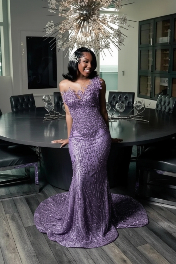 Strapless Mermaid Prom Dress Sequins with Beadings