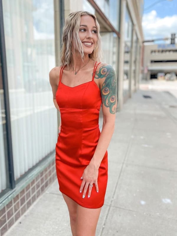 Mermaid Backless Red Short Prom Dress, Backless Red Homecoming Dress, Short Red Formal Evening Dress