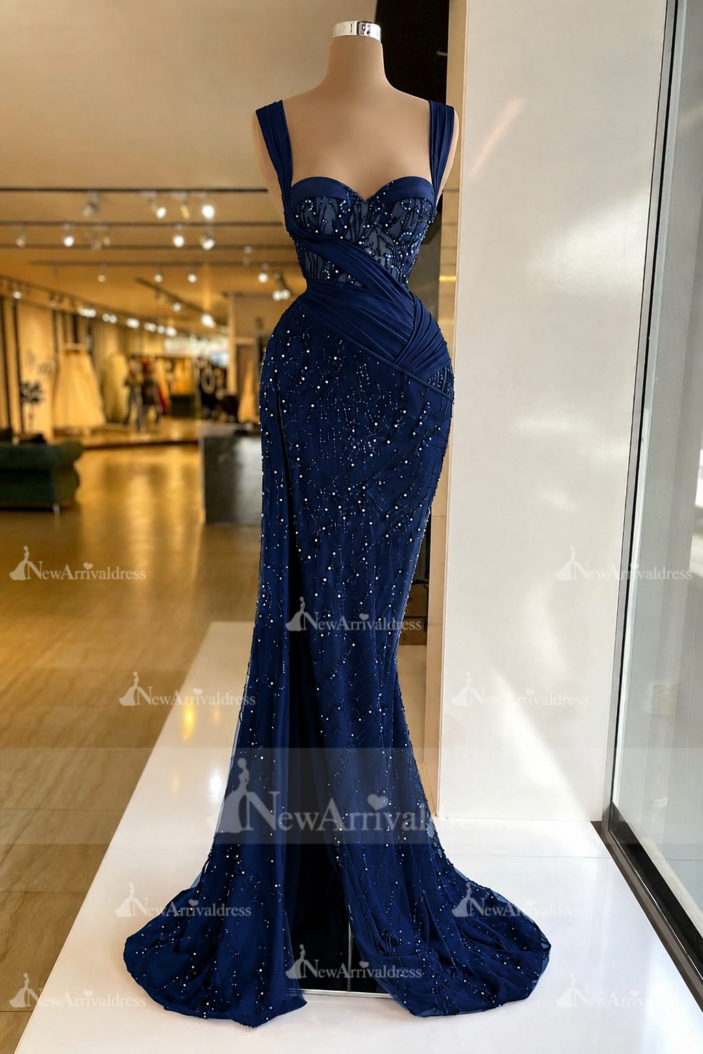Charming Red Sweetheart Mermaid Prom Dress Beadings Strap Party Dress