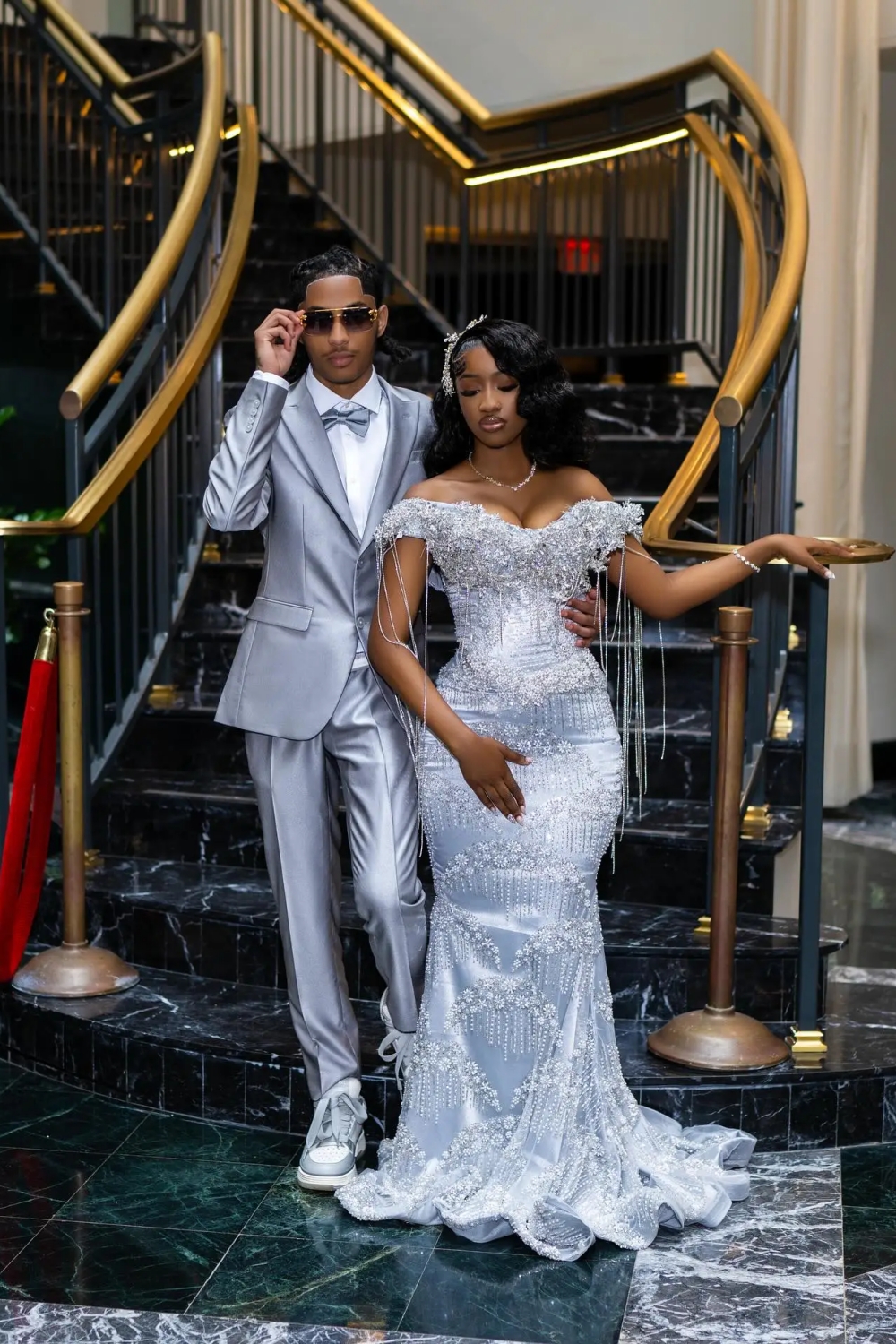 Luxury Off-the-Shoulder Mermaid Prom Dress with Beadings Evening Gown