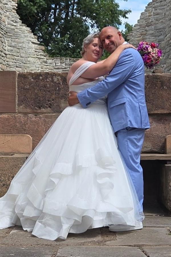 Off-the-Shoulder Tulle Plus Size A-Line Wedding Dresses