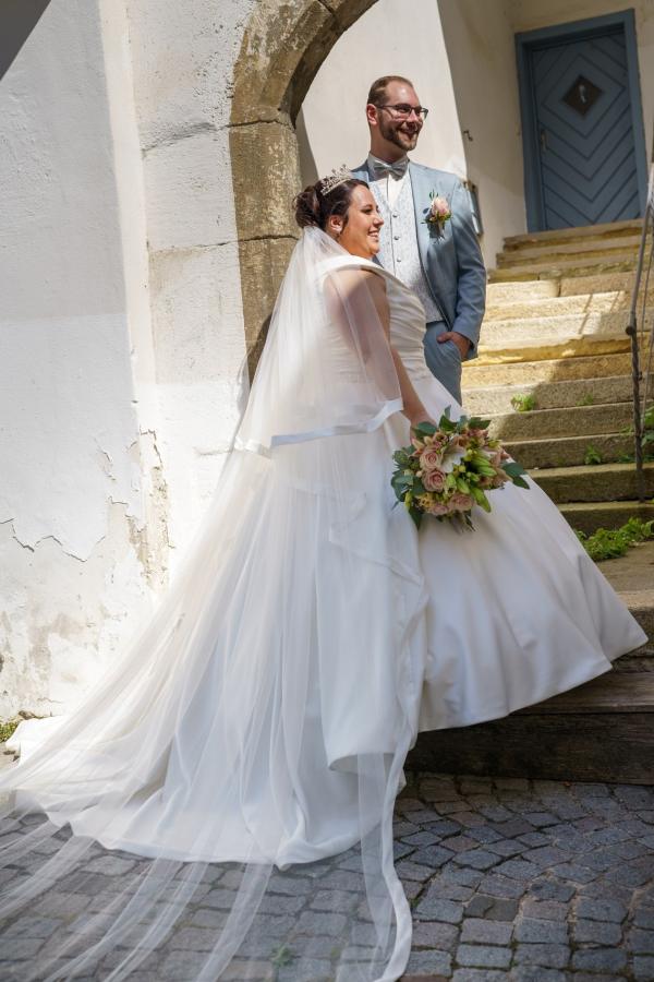 V-Neck Satin A-Line Plus Size Ball Gown Wedding Dresses