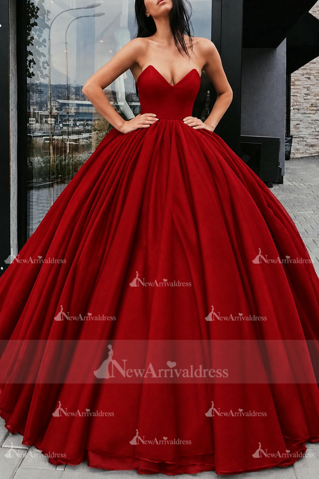 Black Wedding Dresses Satin Fabric Princess Silhouette Empire Waist Floor Length Bridal Dress