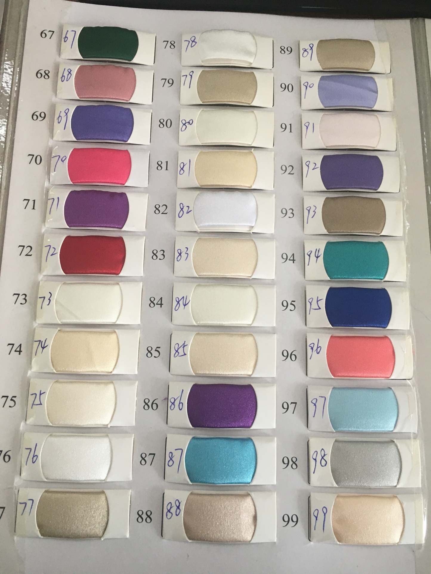Newarrivaldress Satin Swatch with 141 Colors