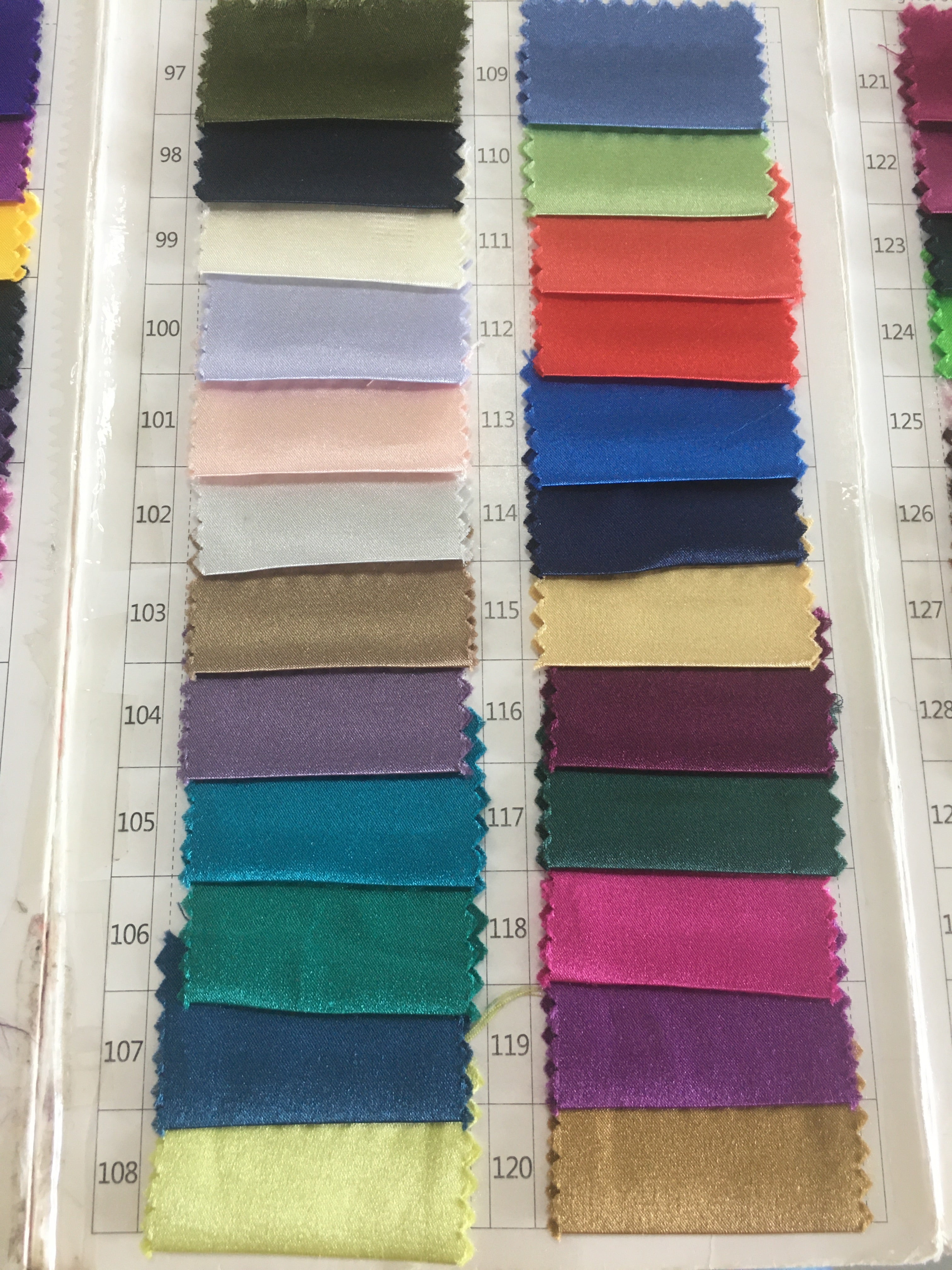 Newarrivaldress Silk Like Stretch Satin Swatch with 128 Colors