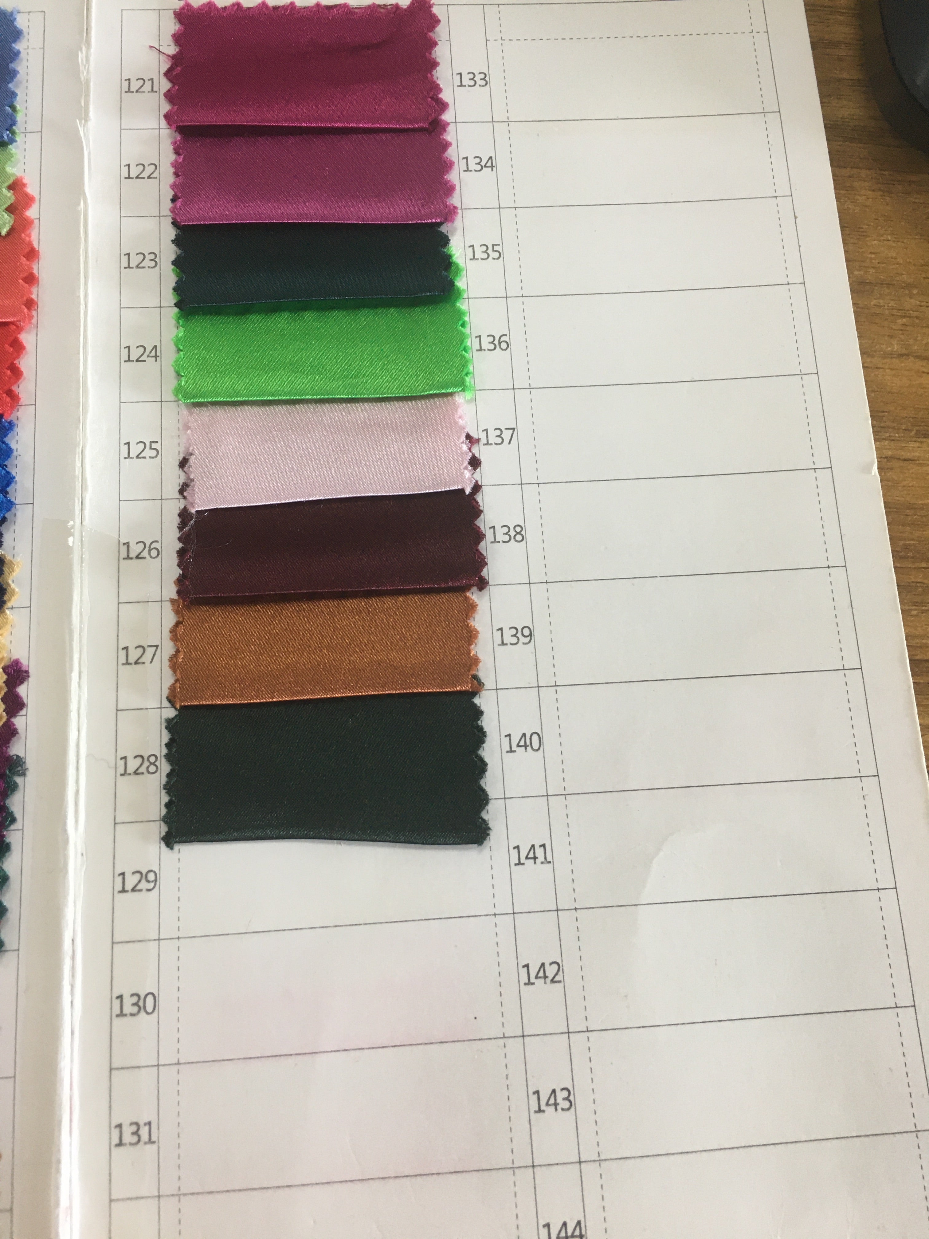 Newarrivaldress Silk Like Stretch Satin Swatch with 128 Colors