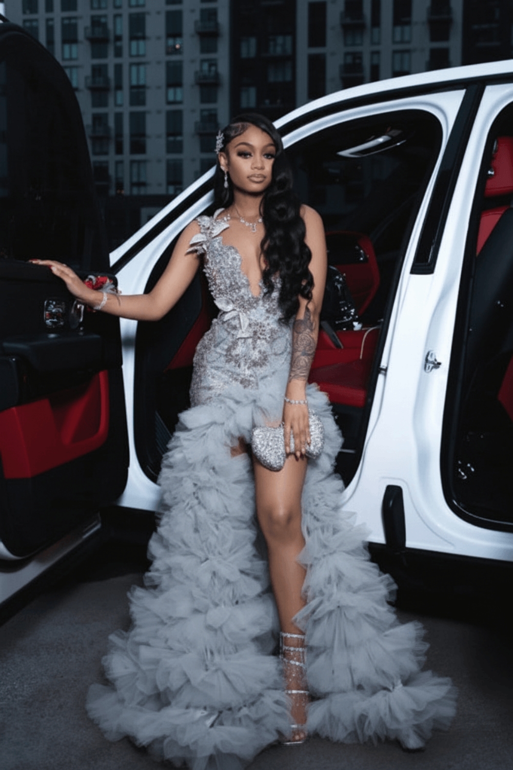 Charming Red Mermaid Prom Dress with Beadings High Split Party Dress