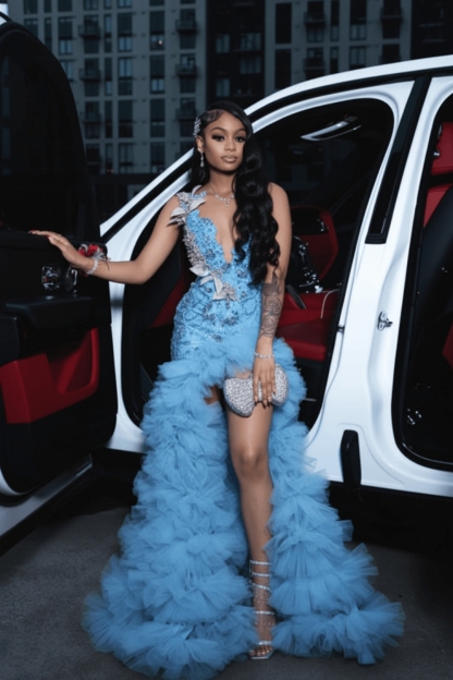 Charming Red Mermaid Prom Dress with Beadings High Split Party Dress