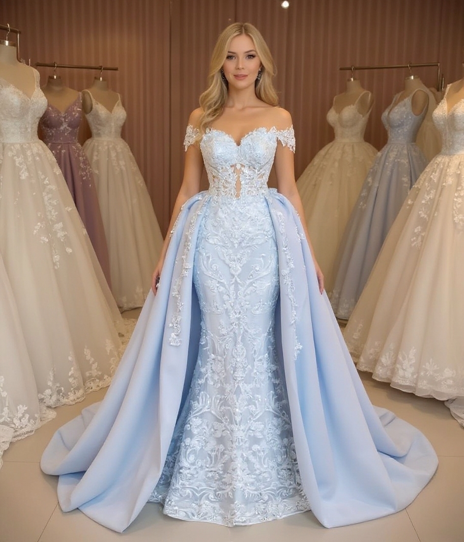 Stunning Shiny Beads Mermaid Evening Gown with Detachable Train-newarrivaldress