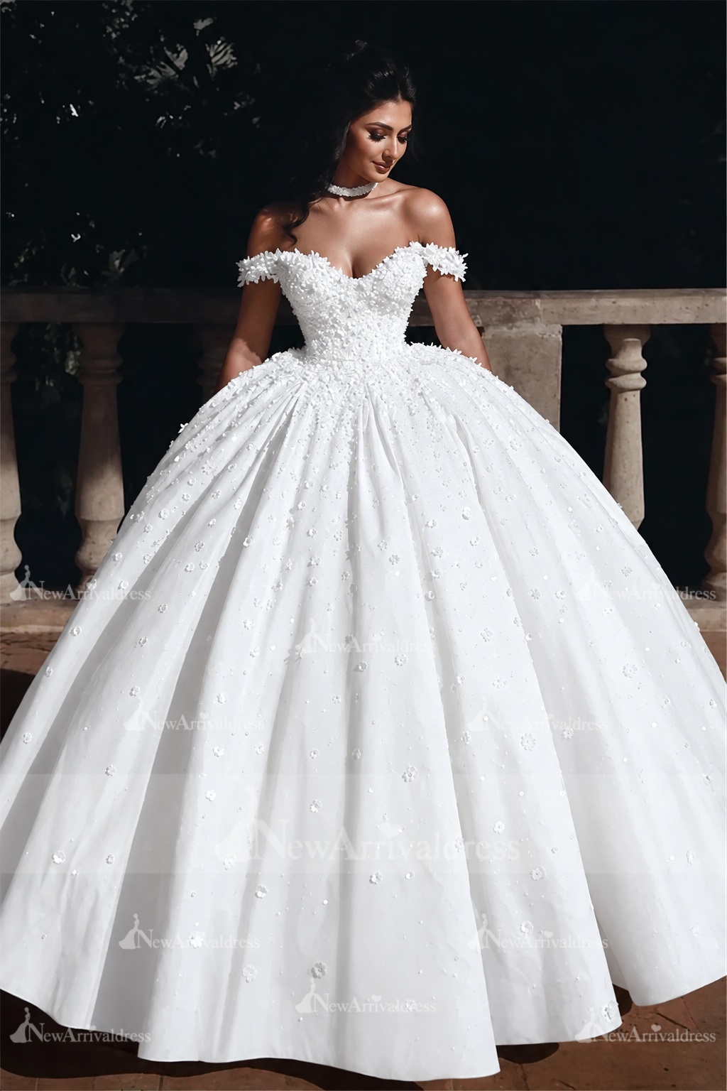 Off The Shoulder Beads Appliques Wedding Dresses | Princess Sexy Ball Gown Royal Wedding Dress