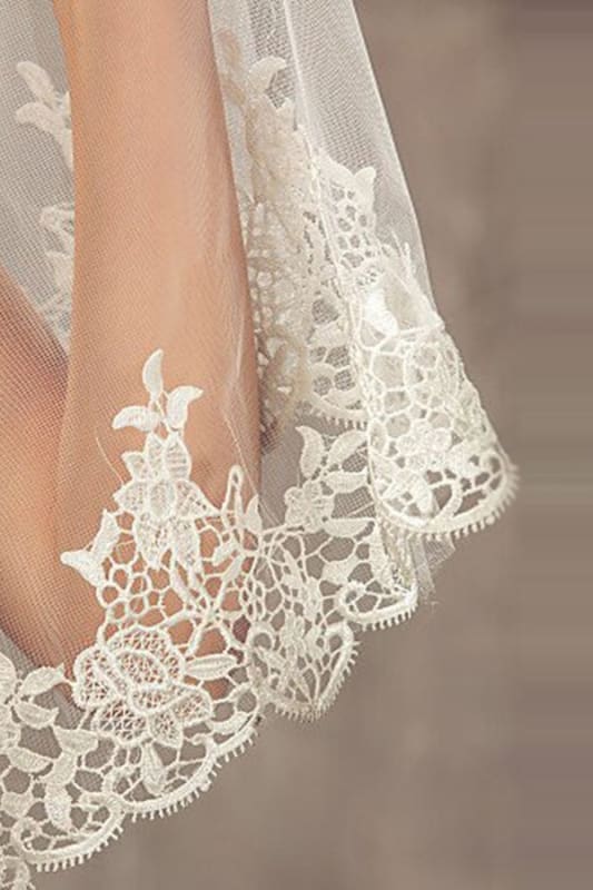 White Ivory Wedding Veils Lace Edge Cathedral Length Wedding Bridal Veil with Comb - wedding veils