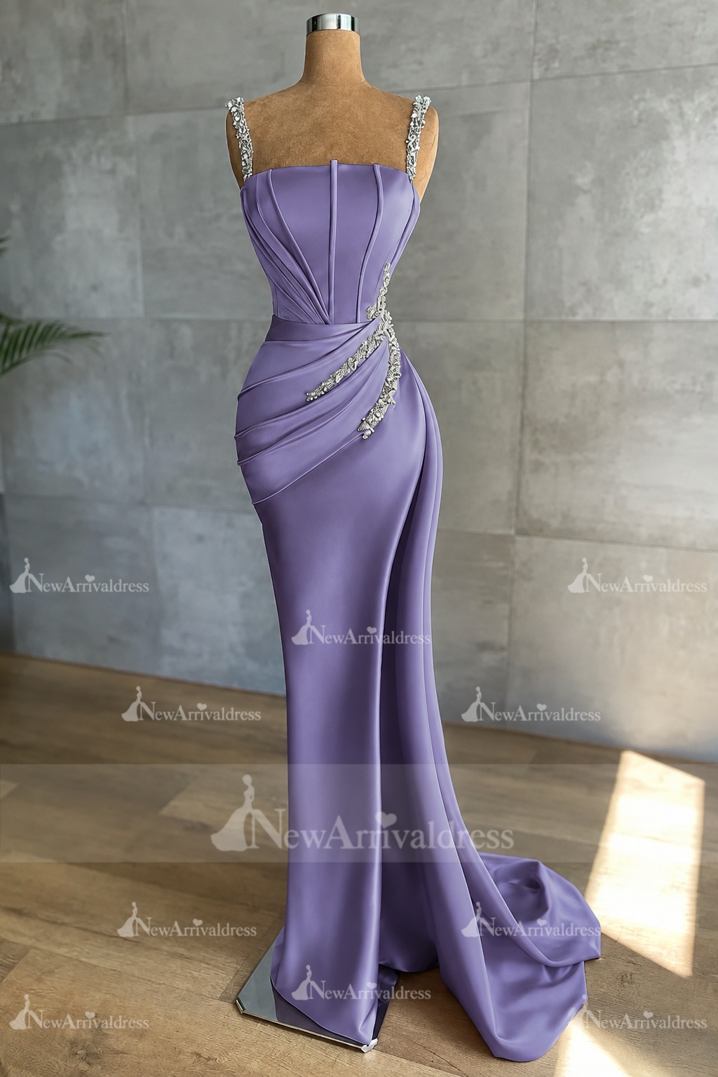 Stunning Sleeveless Mermaid Evening Dress Sparkly Crystal Slim Prom Dress