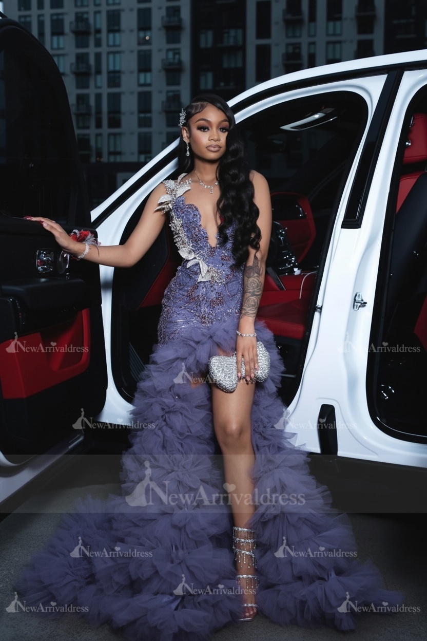 Charming Red Mermaid Prom Dress with Beadings High Split Party Dress