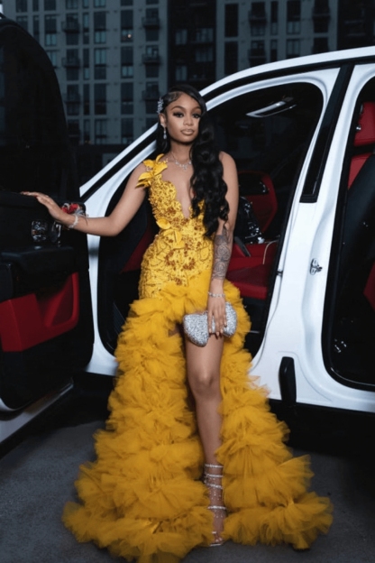 Charming Red Mermaid Prom Dress with Beadings High Split Party Dress