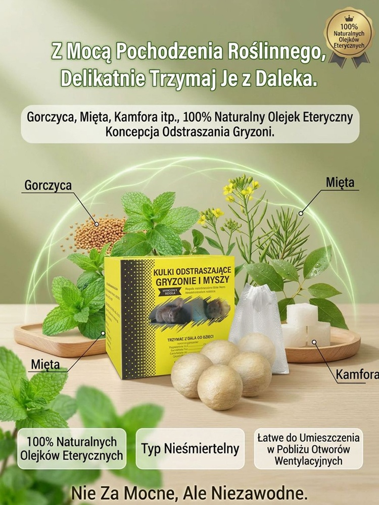【Zapobiegaj Uszkodzeniom!】100% Naturalne Kulki na Myszy i Kuny (Z Siatką) - 90 Dni Ochrony Auta i Domu