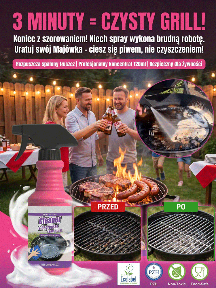 Texas BBQ-Pro Przemysłowy Spray na Tłuszcz | Czysty Grill w 3 Minuty | Bez Szorowania