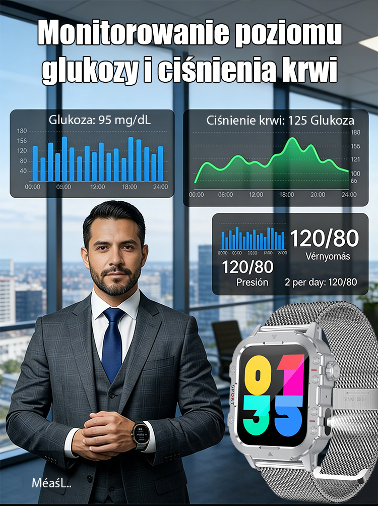 OutdoorPro X Jasny Inteligentny Zegarek Zewnętrzny