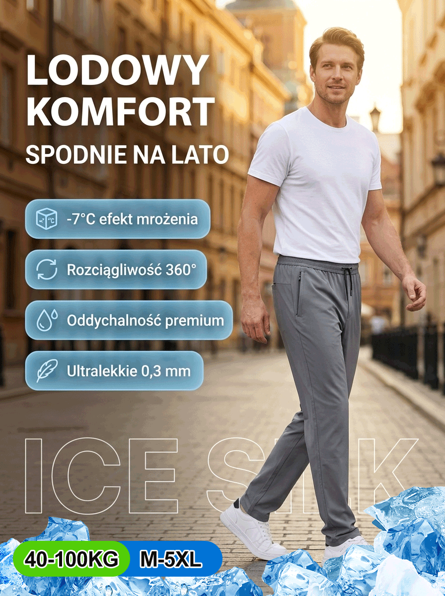 Ultracienkie, oddychające spodnie z jedwabiu lodowego