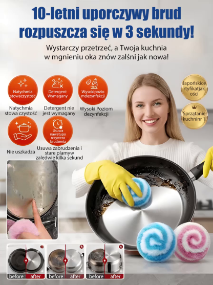  [Innowacja] Magiczna Kula Nano z Jonami Srebra | Usuwa 10-letni brud w 3s bez zarysowań!