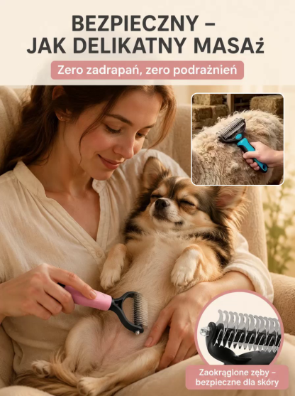 Hit w Polsce! Profesjonalne Zgrzebło 2w1 dla Psa i Kota | -90% Sierści | Bezbolesny Masaż