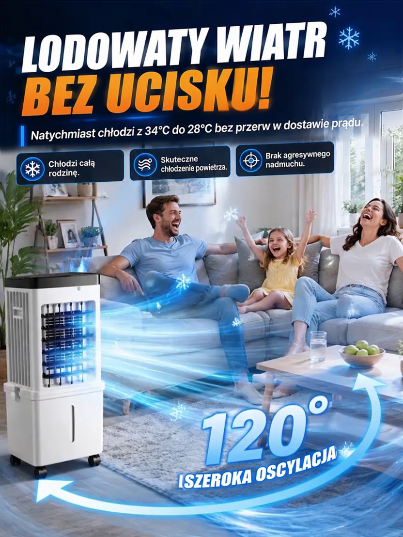 [Bez Montażu] Przenośny Klimator 15L z Pilotem | -6°C w 3 Sekundy | Napełniany od Góry