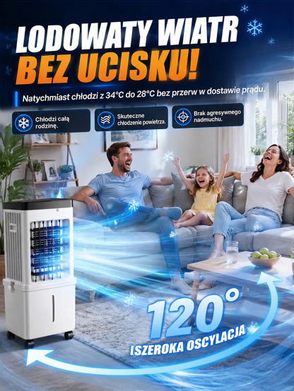 [Bez Montażu] Przenośny Klimator 15L z Pilotem | -6°C w 3 Sekundy | Napełniany od Góry