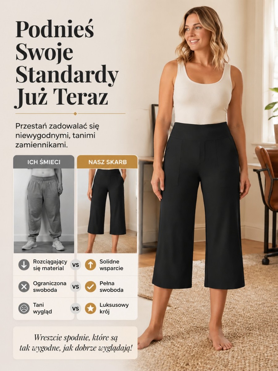 Modelujące Legginsy z Wysokim Stanem | Efekt Optyczny -5kg | Głębokie Kieszenie
