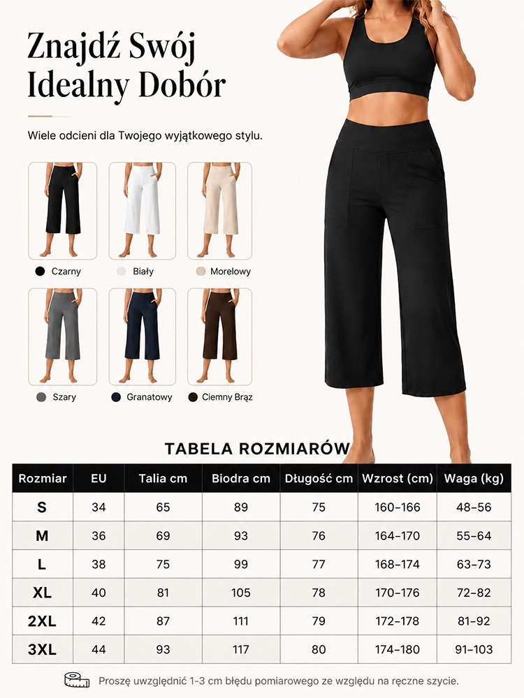 Modelujące Legginsy z Wysokim Stanem | Efekt Optyczny -5kg | Głębokie Kieszenie
