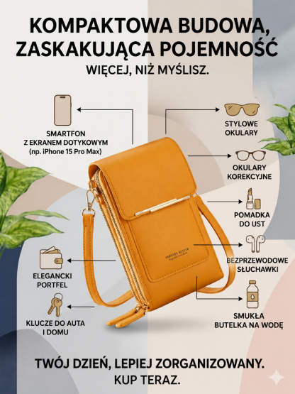 Viralowa Torebka Crossbody z Ekranem | Cichy Luksus, Ochrona RFID, Tylko 200g