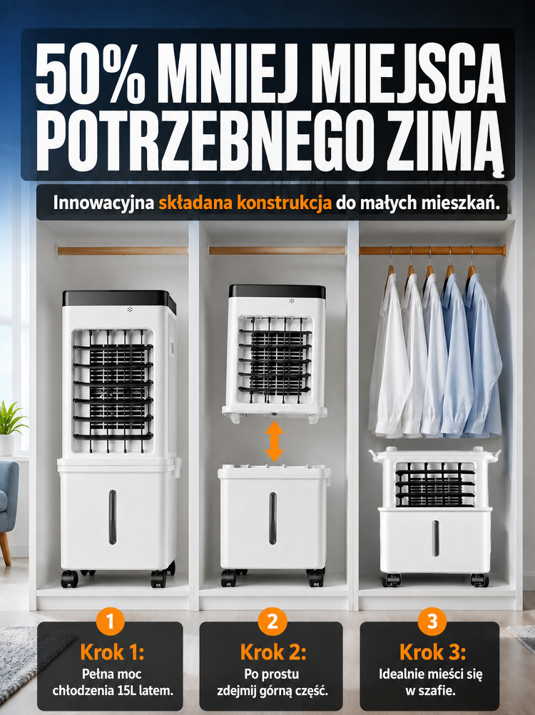 [Bez Montażu] Przenośny Klimator 15L z Pilotem | -6°C w 3 Sekundy | Napełniany od Góry