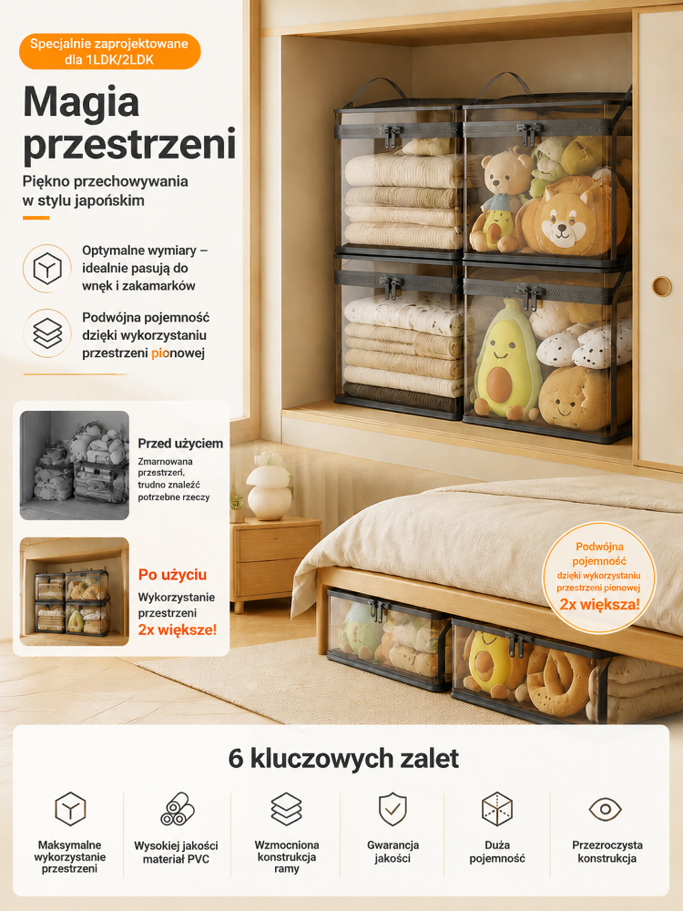 【Hit: -50% za 6 szt.】Przezroczysty Organizer ze Stalową Ramą - Magia Przestrzeni 200%