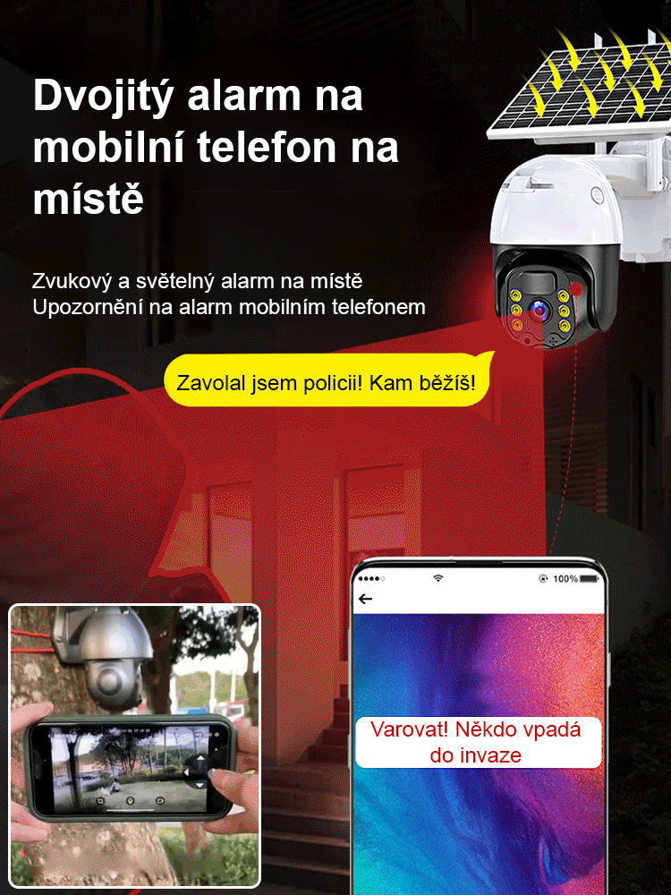 Mobilní dálková ultra HD plnobarevná noční vidění venkovní vodotěsná solární kamera