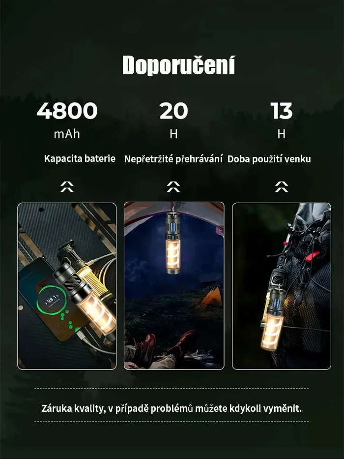 Multifunkční magnetický odpuzovač komárů a kempingová svítilna