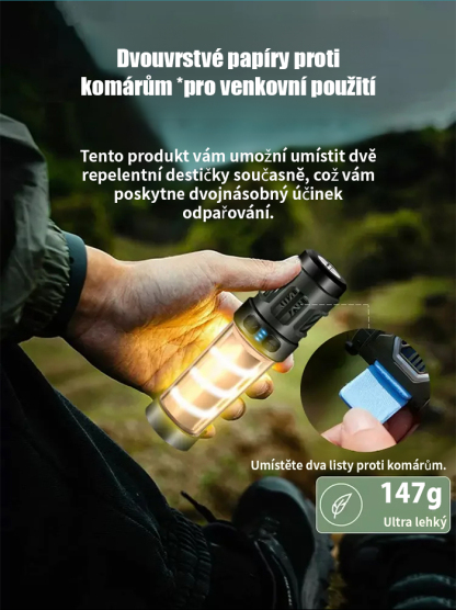 Multifunkční magnetický odpuzovač komárů a kempingová svítilna