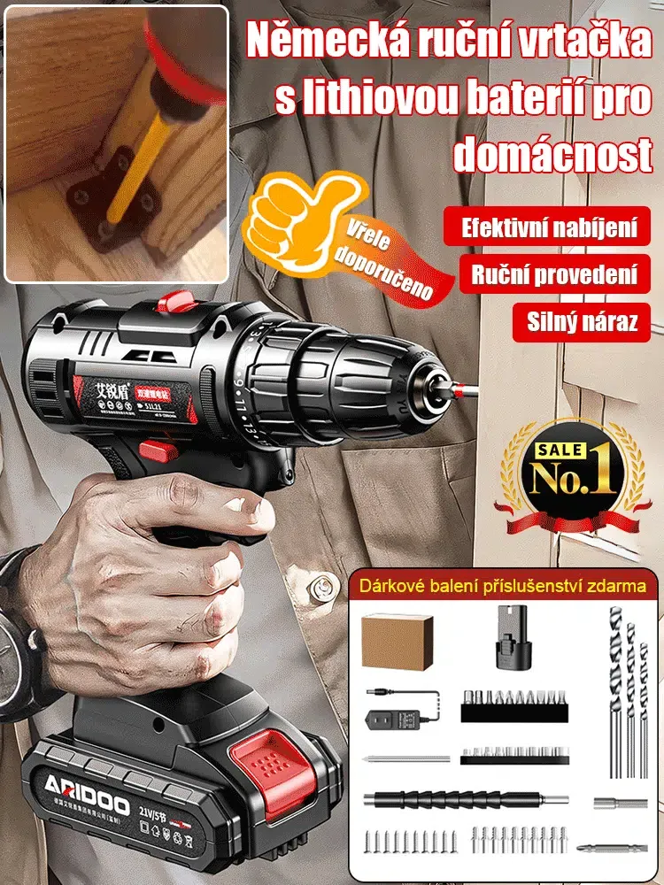 🧰🧰🧰【Žhavý výprodej】Německá lithiová akumulátorová příklepová vrtačka pro domácnost