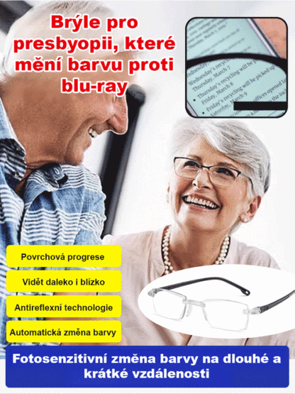 SL-Brýle na čtení měnící barvu proti modrému světlu