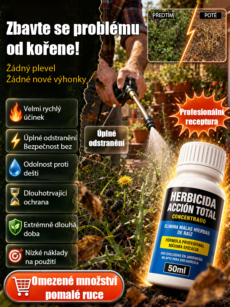 🌿 Magický organický herbicid | Viditelné výsledky za 24 hodin | Ničí plevel až ke kořenům (15 cm)