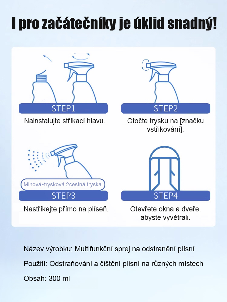 【Bílé po prvním stříknutí】Magický sprej proti plísním | Zničí kořeny a 99,9 % bakterií