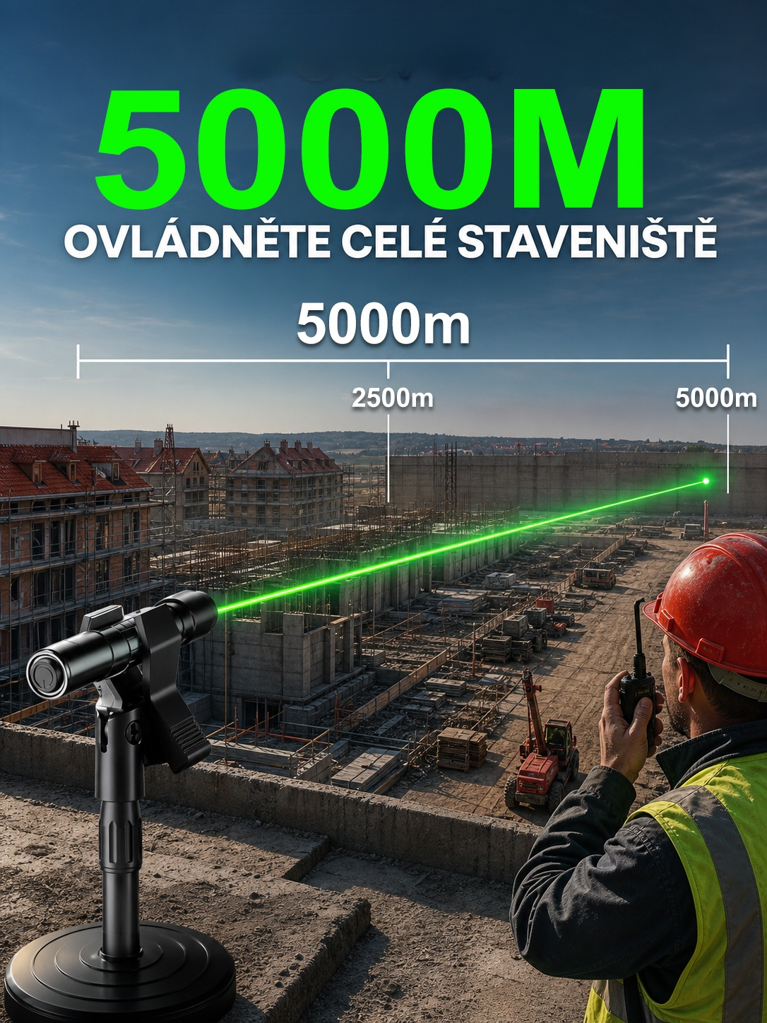  [Německá přesnost] 5000mW Taktický zelený laser | 130g letecký hliník | 10 let životnosti