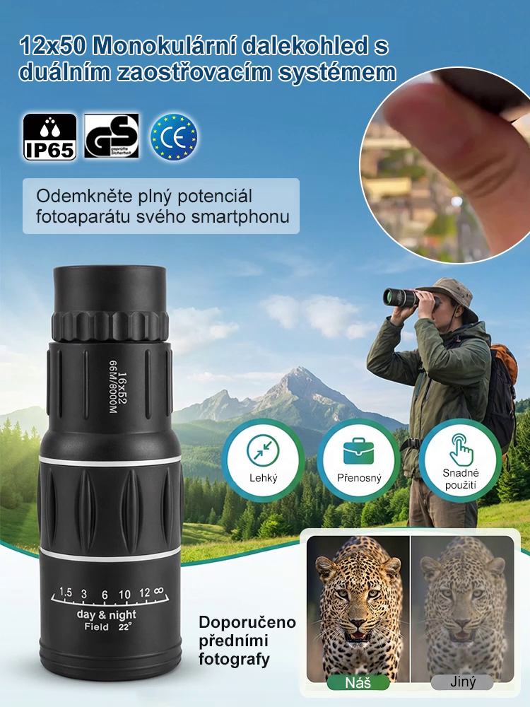 Vojenský monokulár 16X HD na mobil | Dosah 1800 m | Sleva 80 %