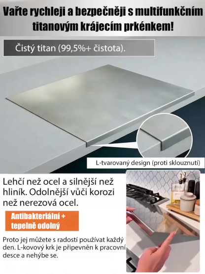 【Konec plísním】Japonské titanové prkénko 4v1 | Medicínský titan TranTixxii | Protiskluzová L-hrana