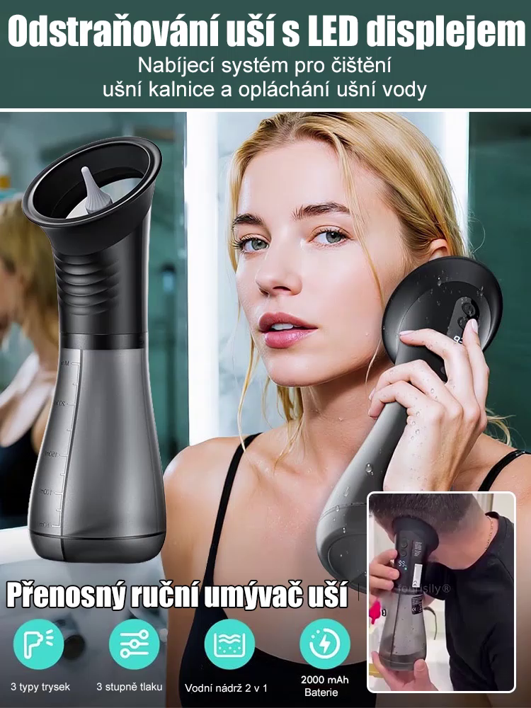 【Hit roku 2026】 Profesionální pulzní čistič uší 2v1 s LED displejem | Bezbolestné domácí SPA pro čistý sluch (Barevné nástavce pro celou rodinu v balení)