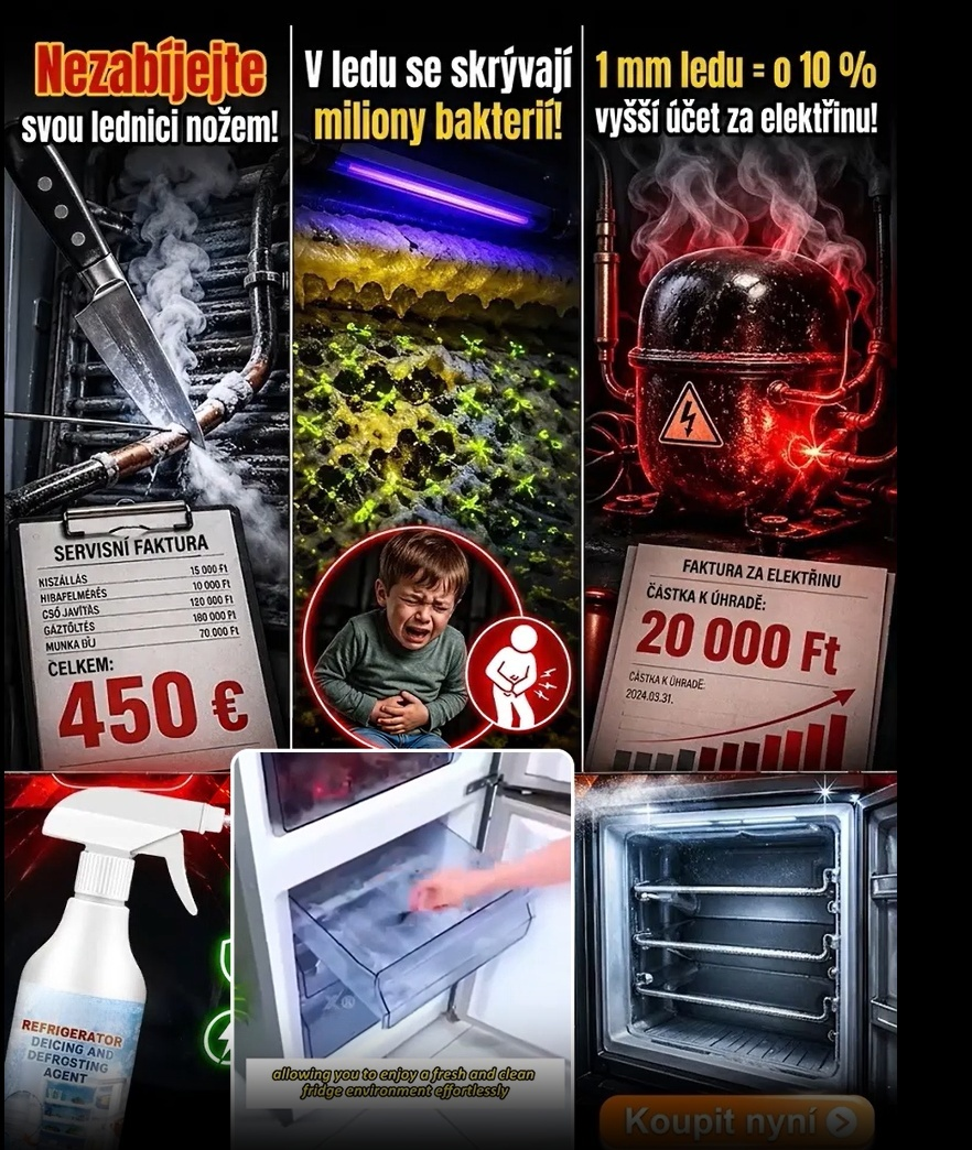 【Bez vypnutí lednice】Nano Odmrazovač (Certifikováno ECHA) | Rozpustí 10cm led za 45s, 6 měsíců bez námrazy